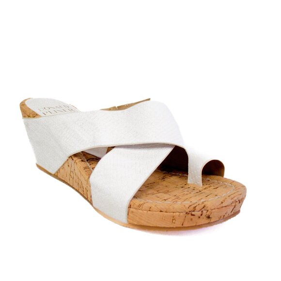 Donald Pliner Gyer White Leather Wedge Sandal Women's Size 8 - Picture 1 of 11